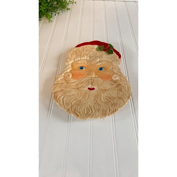 Vintage Department 56 Santa Claus Face Ceramic Plate Holiday Decor - Picture 4 of 10